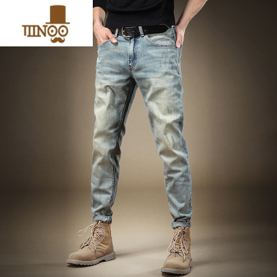 YANXU美式休闲重工水洗牛仔裤男直筒宽松大码裤子男秋季做旧潮牌长裤男
