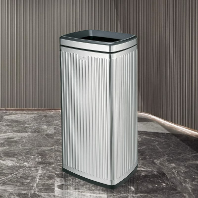 GNF不锈钢垃圾桶30升酒店洗手间无盖走廊电梯口商用大号直投 SF30-F07砂银钢