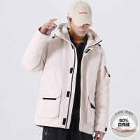 冬季新款男士韩版字母印花80白鸭绒连帽有型短款羽绒服潮百搭外套