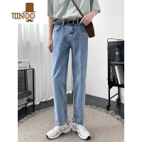 YANXU浅蓝色美式vibe牛仔裤男款高街痞帅裤子夏季薄2023新款修身直筒裤