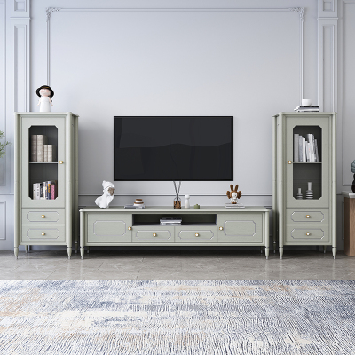 美式轻奢莫兰迪灰简约现代风实木电视柜ml-201大小户型客厅极简储物地