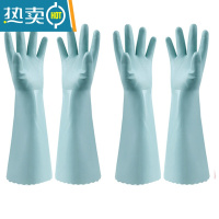 敬平加绒加厚手套女洗衣洗碗衣服冬季家务厨房家用橡胶耐用耐磨防水 蓝色手套( 送蓝色共两个) S