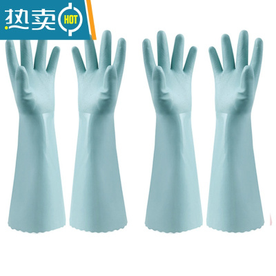 敬平加绒加厚手套女洗衣洗碗衣服冬季家务厨房家用橡胶耐用耐磨防水 蓝色手套( 送蓝色共两个) S