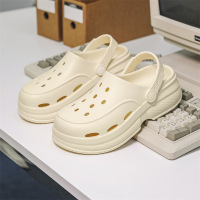 夏季新款厚底百搭女士凉鞋纯色简约时尚外穿个性两穿透气拖鞋