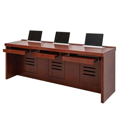 臻远ZY4022307 升降电脑桌多媒体办公桌会议培训桌 2.4米三人位