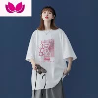 七斓白色短袖t恤女2022新款甜酷设计感小众中长款宽松半袖上衣潮