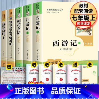 全4册 升级版西游记+升级版朝花夕拾+钢铁是怎样炼成的+骆驼祥子 [正版]人教版全2册骆驼祥子和钢铁是怎样炼成的人民教育