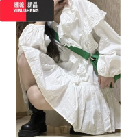 YIBUSHENG复古白色泡泡袖连衣裙女春季新款法式小个子百搭甜美初恋气质裙子