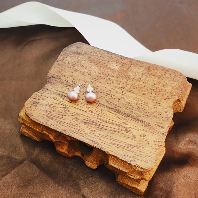 素竹淡水珍珠耳钉简约珍珠耳钉极简耳饰白/紫/粉三色