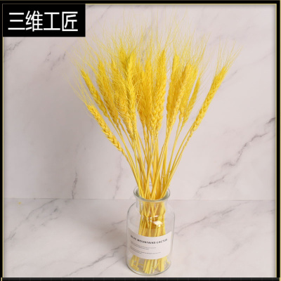 干花花束彩色麦子麦穗客厅卧室家居摆件拍摄道具DIY花材开业大麦三维工匠黄色麦穗（30支）不含瓶