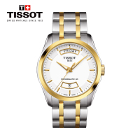 天梭(TISSOT)瑞士手表 库图系列商务雅致日期星期显示钢带男士机械表T035.407.22.011.01