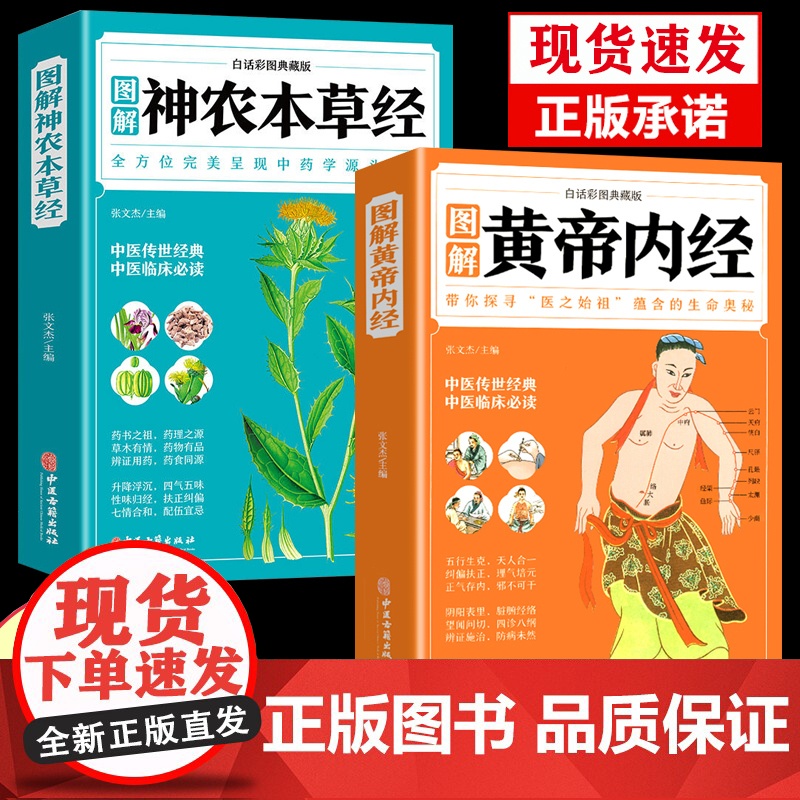 图解黄帝内经原版正版白话文2023年新版彩图版四季养生全书食疗方神农本草经古书笔记中医基础理论入门书籍大全诊断学养生皇帝