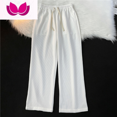 七斓港风潮流百搭垂感简约运动裤潮牌ins松紧腰宽松直筒休闲裤男学生