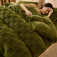 冬季塔芙绒四件套牛奶绒床单被套珊瑚绒床上三件套加绒被罩法兰绒