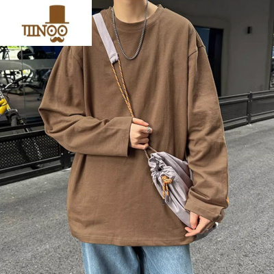 YANXU白色长袖t恤男潮牌高街内搭上衣服oversize打底衫