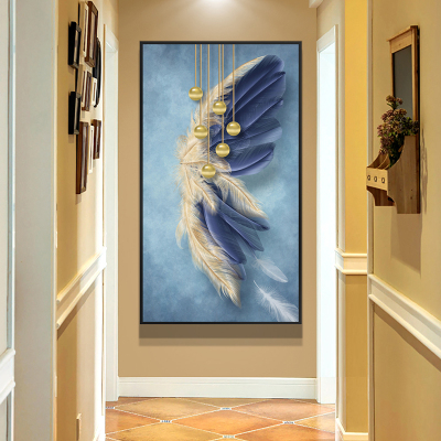 新房装饰画入户玄关走廊过道挂画简约客厅轻奢晶瓷装饰画天使之翼-B款90*180cm土豪金（铝合金边框）真晶瓷烤瓷工艺