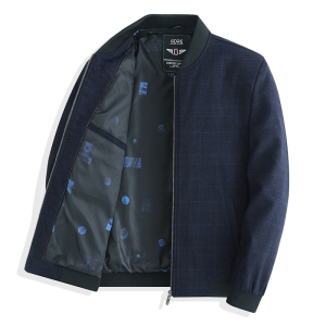 啄木鸟中年爸爸装夹克品牌正品春秋款棒球领毛呢子中老年男装外套