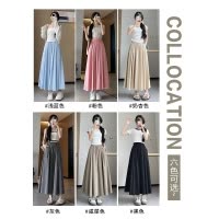 黑色山本裙女2026夏季新款高腰a字半裙百褶长裙小个子冰丝半身裙