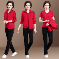 迪鲁奥(DILUAO)中老年运动套装女春2021新款40岁50运动外套妈妈装休闲三件套新款女装
