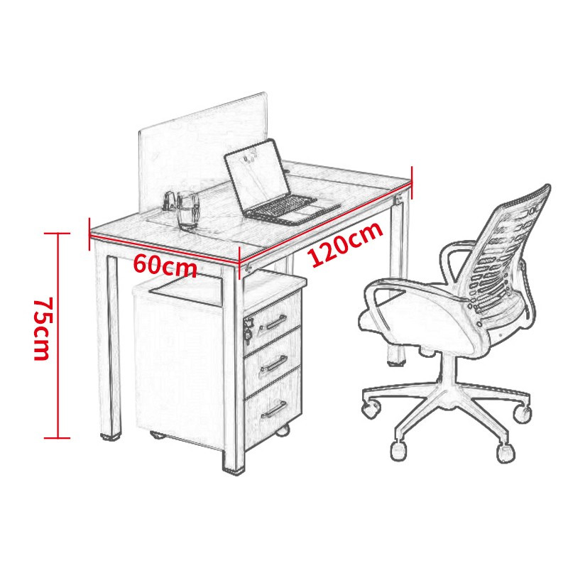 钢架职员办公桌 单人位1200*600*750mm(含活动柜)