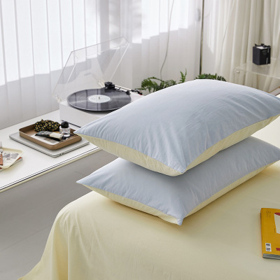 日系全棉枕套简约纯色水洗棉枕头套纯棉单人枕芯套南通床品