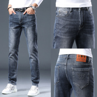 秋季欧洲站轻奢潮牌牛仔裤弹力修身小直筒裤潮流百搭