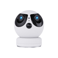 室内卡通电池摄像机 家用手机远程报警超广角双镜头监控无线WiFi摄像头