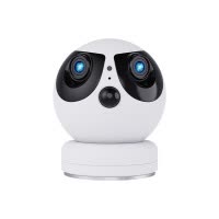 室内卡通电池摄像机 家用手机远程报警超广角双镜头监控无线WiFi摄像头