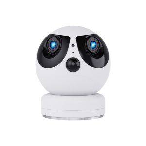 室内卡通电池摄像机 家用手机远程报警超广角双镜头监控无线WiFi摄像头