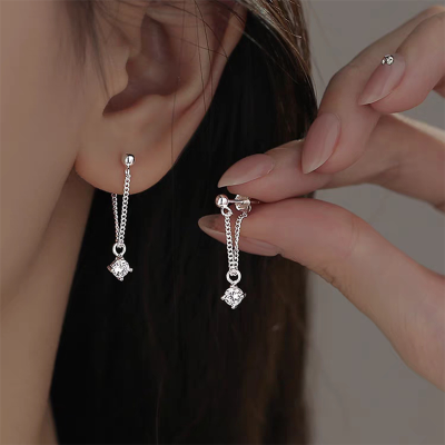s925纯银针闪耀锆石流苏耳环女轻奢精致小众设计耳坠气质百搭耳饰送女朋友老婆情人节七夕生日礼物