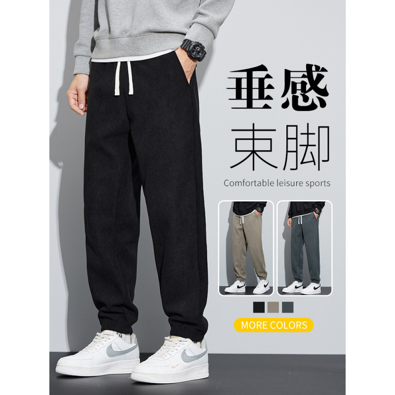 休闲裤子男秋季新款九分束脚男款卫裤春秋男装运动男裤冬装