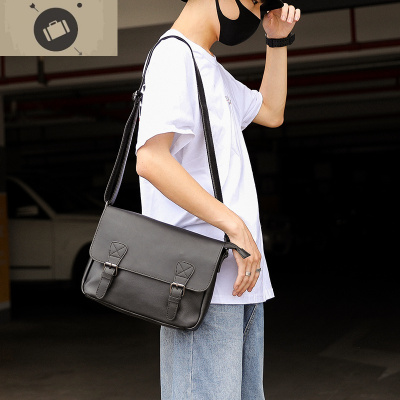 潮流新款复古单肩包拉链男子背包旅行小包休闲潮男邮差包斜跨包艾狄伊娃