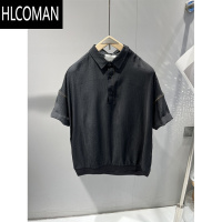 HLCOMAN难得一见! 气质高货!仿麻面料夏季男士短袖t恤圆领宽松套装T8888