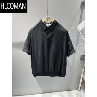 HLCOMAN难得一见! 气质高货!仿麻面料夏季男士短袖t恤圆领宽松套装T8888