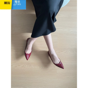聚范法式性感尖头内增高5公分浅口女鞋百搭气质露指缝单鞋女通勤时尚