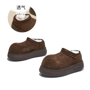 发泡底真皮卡皮巴拉鞋头雪地靴女冬季新款保暖百搭厚底棉鞋女