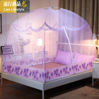 新款蒙古包1.5m床 1.8m家用蚊帐防摔双开支架1.2加密加厚纹账 三维工匠
