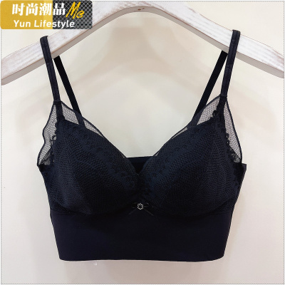 YUNWUXIN古妃31708冰丝无痕美背抹胸式文胸罩女薄款一体杯蕾丝性感内衣夏抹胸