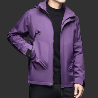 秋季单面冲锋衣男士可拆卸帽子上衣秋装外套户外运动夹克男