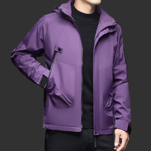 秋季单面冲锋衣男士可拆卸帽子上衣秋装外套户外运动夹克男