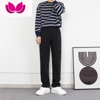 七斓西装裤男百搭高级感直筒裤休闲裤韩版长裤垂感西裤黑色拖地裤裤子