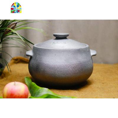 四川雅安传统无釉色炖煮煲汤手工黑砂方耳锅 FENGHOU 中号+开锅费