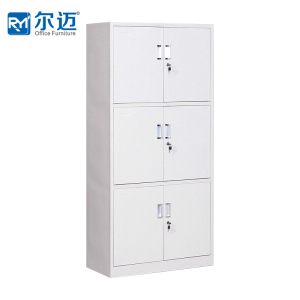 尔迈 文件柜铁皮柜办公柜钢制资料柜储物柜带锁钢制档案柜 通三节柜