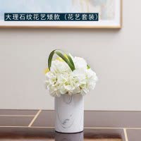 欧式花瓶大理石纹客厅插花现代北欧餐桌电视柜陶瓷摆件家居装饰品 三维工匠 黑金花瓶送整体花艺[高款]