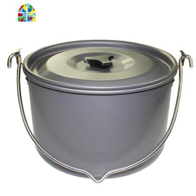 户外野餐单锅铝野营吊锅坐锅 5-8人行军锅野炊篝火大锅营地锅套锅 FENGHOU 单个吊锅