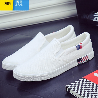 聚范男士低帮帆布鞋小白鞋男老北京布鞋懒人一脚蹬男鞋学生板鞋