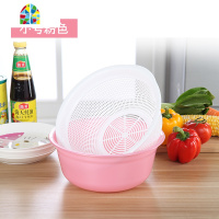 加厚塑料洗菜盆双层圆形漏盆厨房洗菜篮子水果篮餐具沥水盆洗菜筐 FENGHOU 3016小号(蓝色)