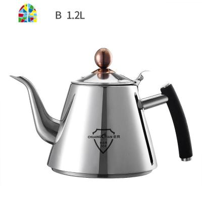 封后加厚304不锈钢烧水壶电磁炉专用平底大号明火单烧水壶泡茶 CD-294B[304]光面1.2L 1L(含)-2L(不