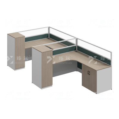 臻远ZYGW-160屏风工作卡位职员桌办公桌 F型双人位含衣柜床柜不含床