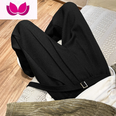 七斓那不勒斯裤子ins高街潮牌垂坠感西裤男直筒宽松休闲拖地裤